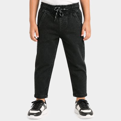 Boys Olive Straight Fit Washed Jeans