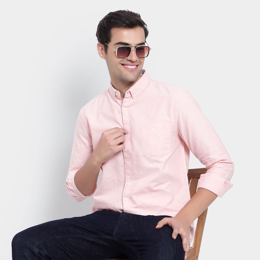 Cotton Solid Casual Shirt, Orange, large image number null