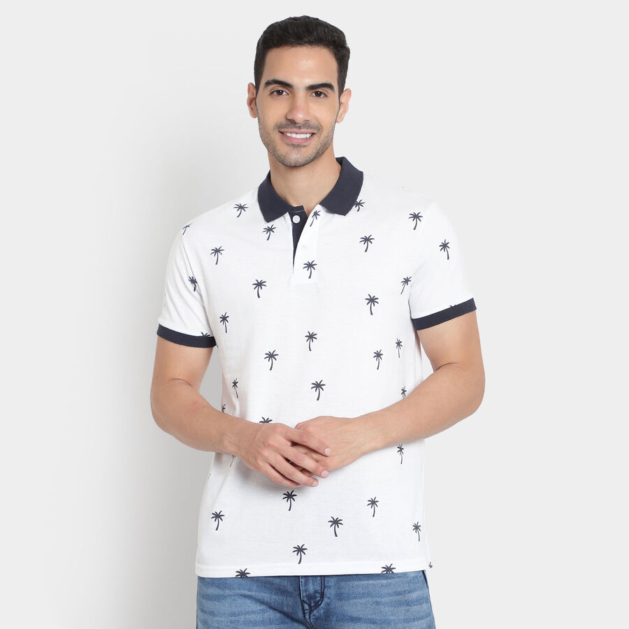 Printed Polo Shirt, White, large image number null