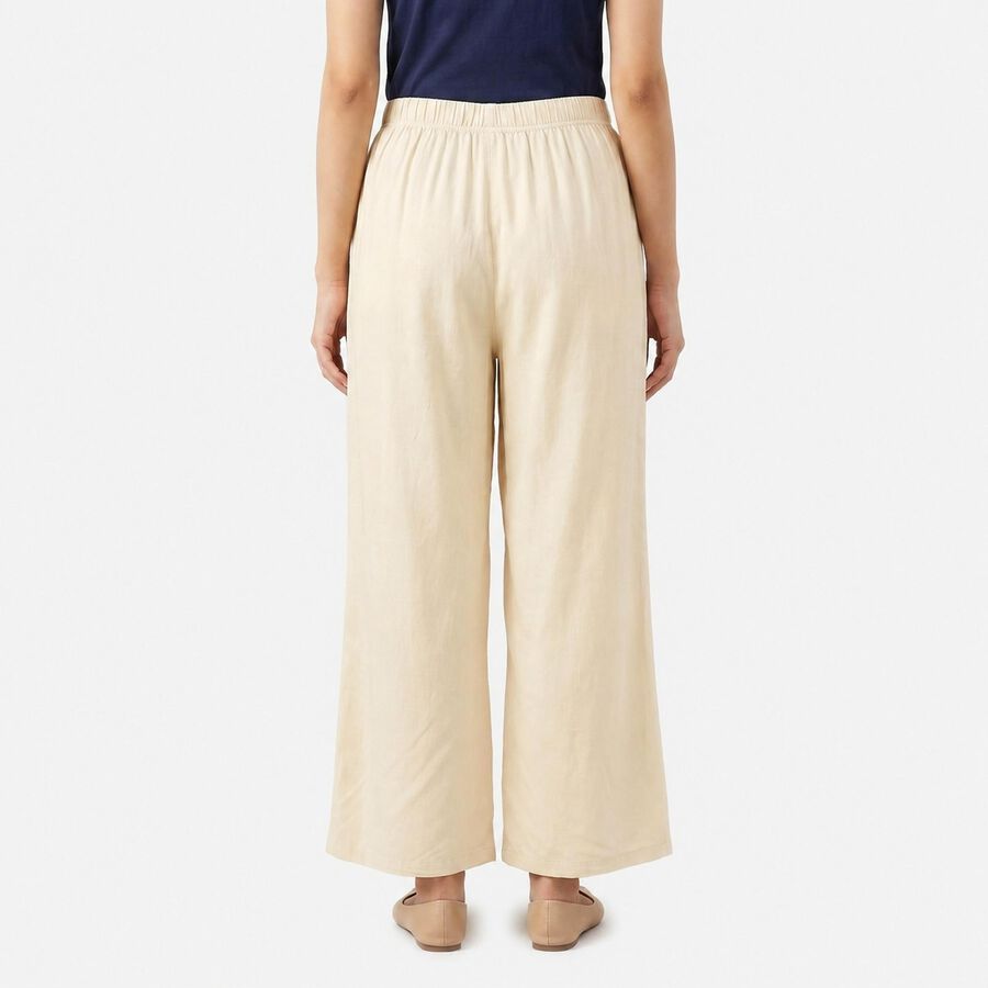 Women's Off White Regular Fit Solid Palazzos, ऑफ व्हाइट, large