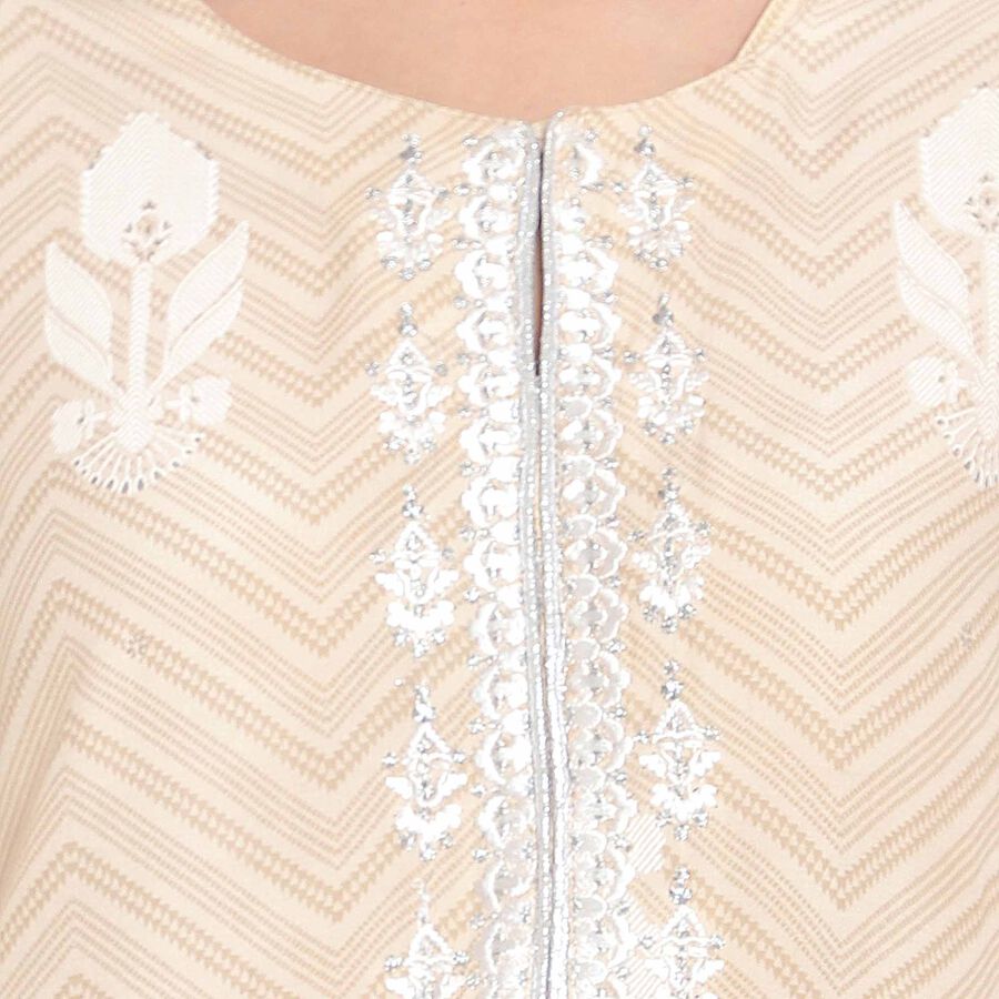 Solid Bell Sleeves Straight Kurta, Beige, large image number null