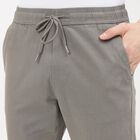 Men's Light Grey Slim Fit Flat-Front Casual Trousers, Light Grey, small