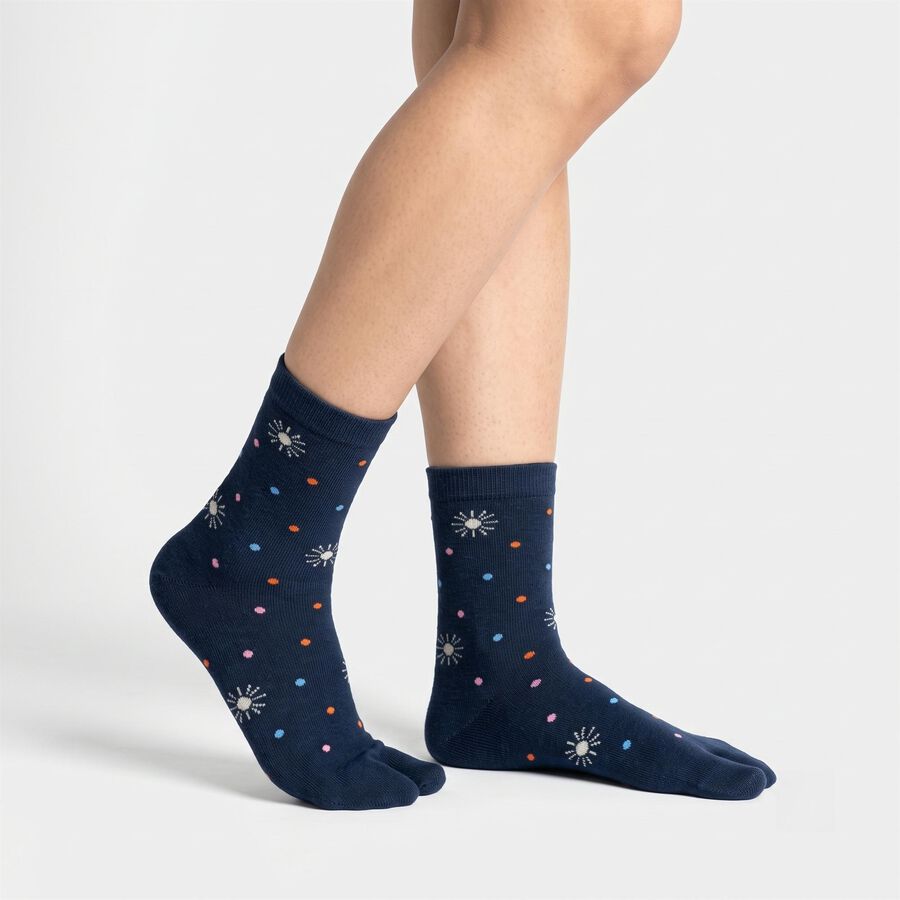Women's Navy Blue Regular Fit Printed Pack of 1 Socks, नेवी ब्लू, large