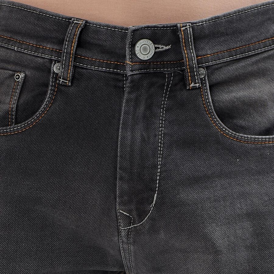 Men's Faded Black Skinny Fit Five Pocket Jeans, Dark Grey, large image number null