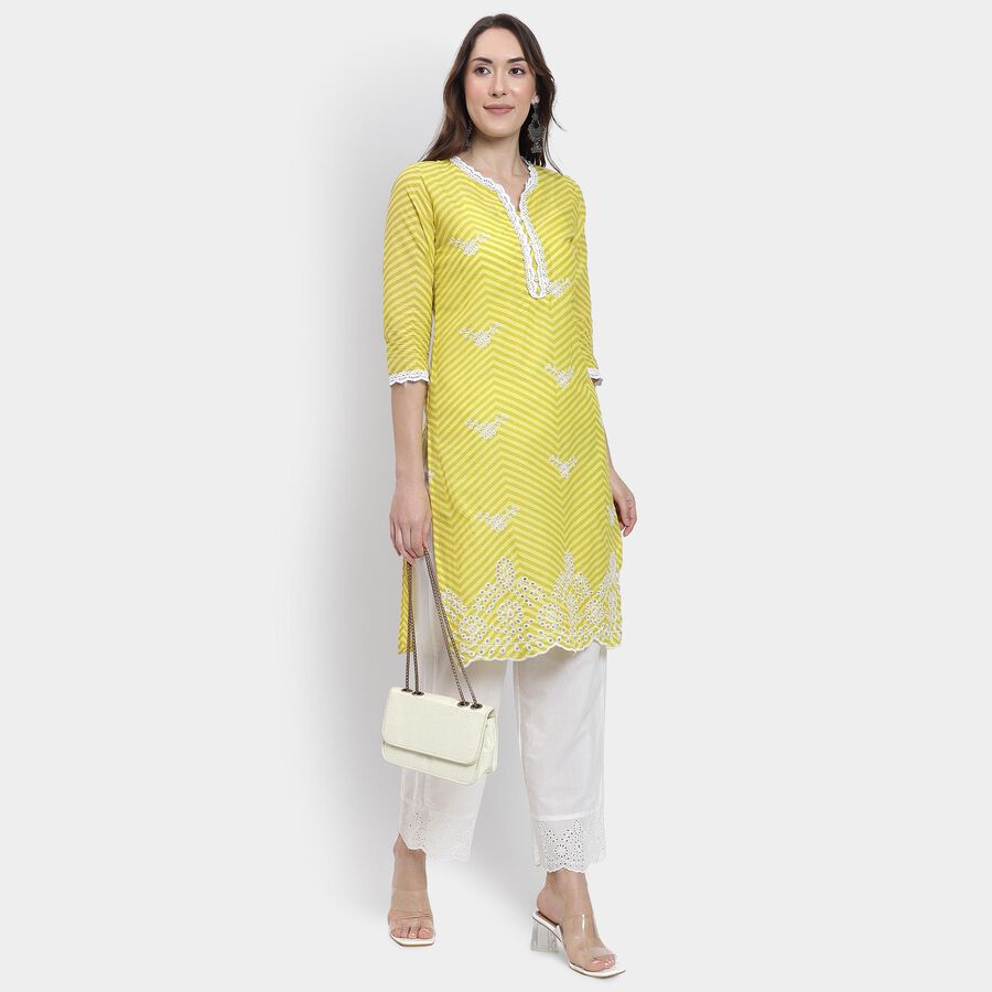 Ladies' 100% Cotton Kurta Pyjama Set, पीला, large image number null