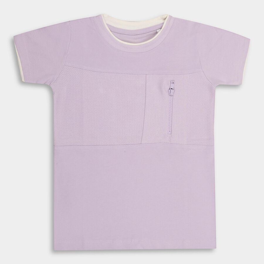 Boys' 100% Cotton Half Sleeves T-Shirt , Lilac, large image number null