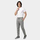Men's Grey Straight Fit Solid Track Pants, Melange Light Grey, small