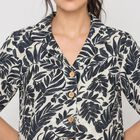 Women's Grey Floral Camp Collar Shirt, Dark Grey, small