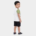 Boys' Navy Blue Cotton Crew Neck Graphic Print Baba Suit, Navy Blue, small
