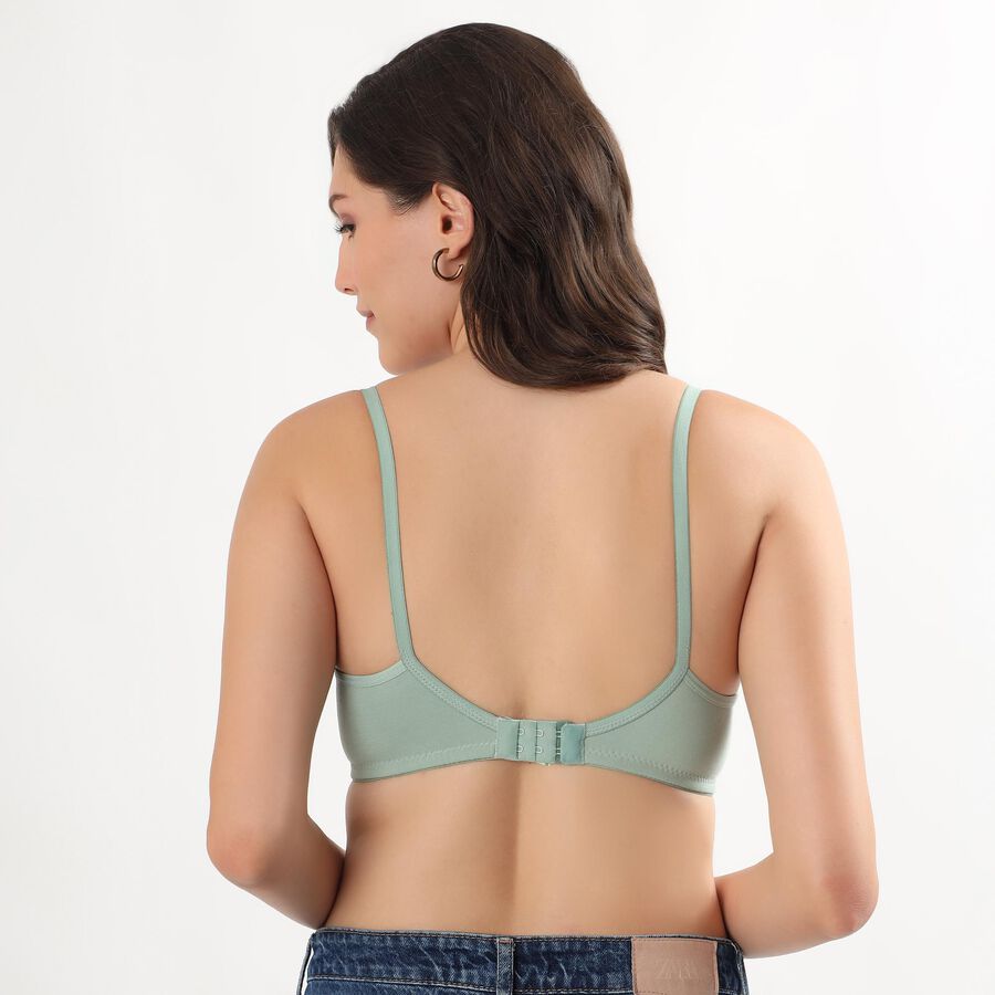 Women's Light Sage Green Cotton Wire-Free Full Coverage Bra, Light Green, large