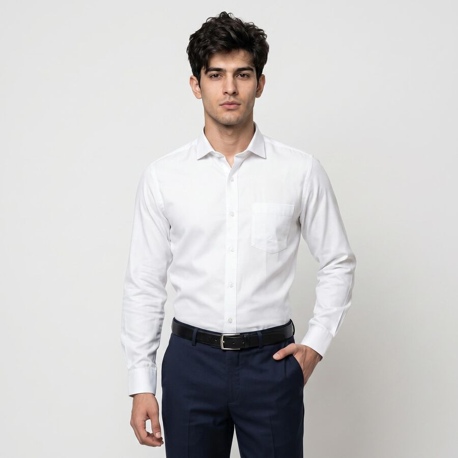 Men's White Formal Shirt, White, large