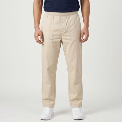 Men's Off White Slim Fit Elasticated-Waist Casual Trousers