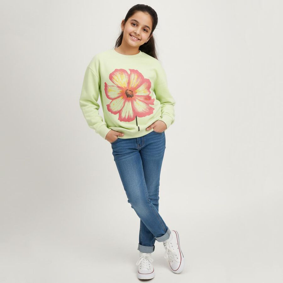 Girls' Sweatshirt, Light Green, large image number null