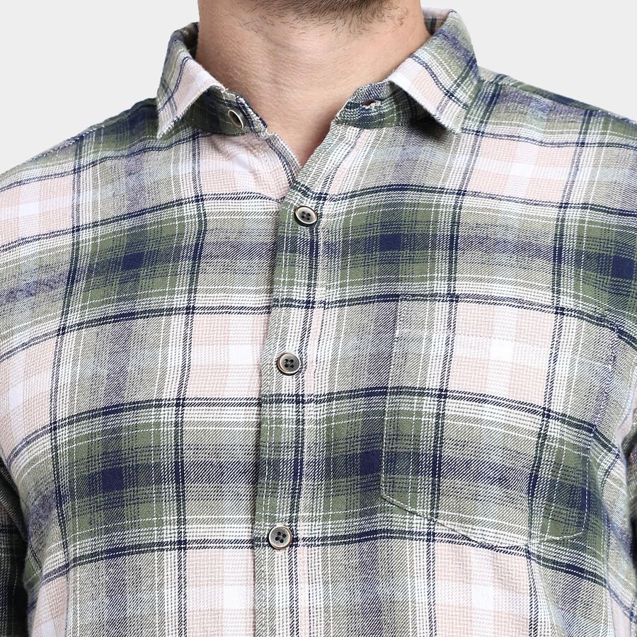 Men's 100% Cotton Casual Shirt , Dark Green, large image number null