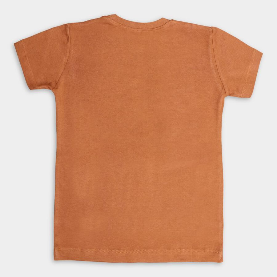 Boys Cotton T-Shirt, भूरा, large image number null