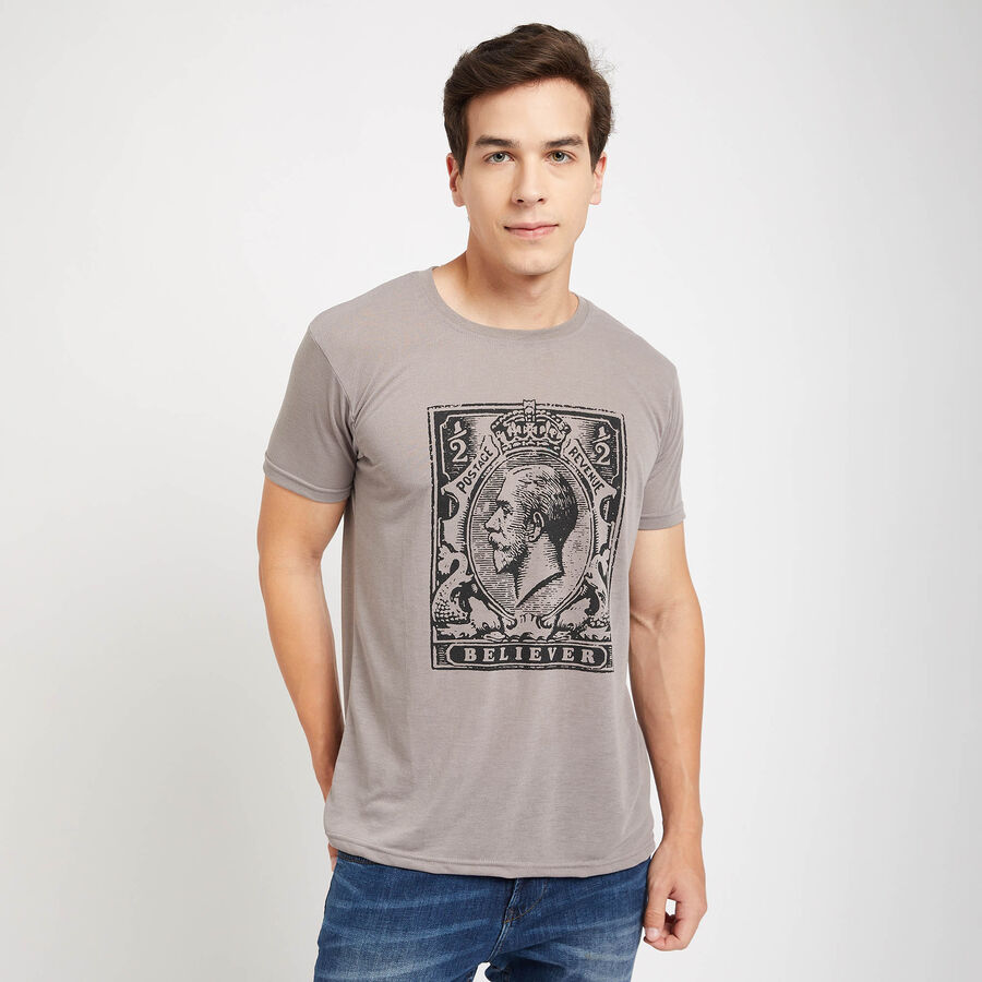 Round Neck T- Shirt, गहरा ग्रे, large image number null