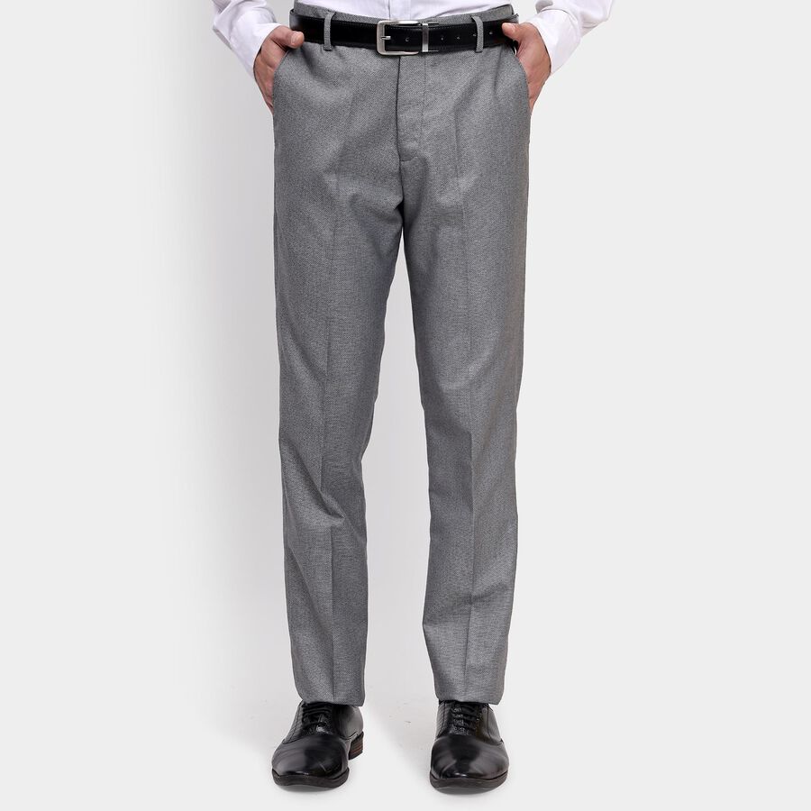 Men's Slim Fit Formal Trousers, हल्का ग्रे, large image number null