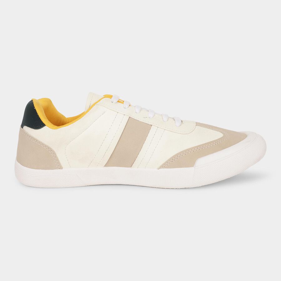 Men's Rich Eggshell White Lace-Up Casual Shoes, White, large