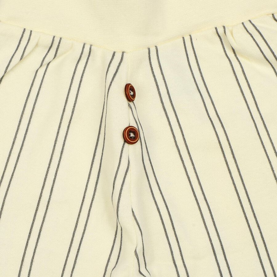Infants' Off White Jogger Striped Cotton Pyjama, Off White, large