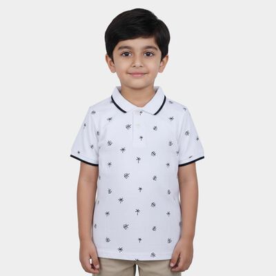 Boys White Cotton Polo Neck Polo Boys T-Shirt