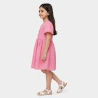 Girls' Pink Round Neck Sleeveless Fit and Flare Dress, Light Pink, small