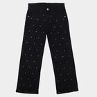 Girls Black Straight Fit Printed Jeans, Black, small