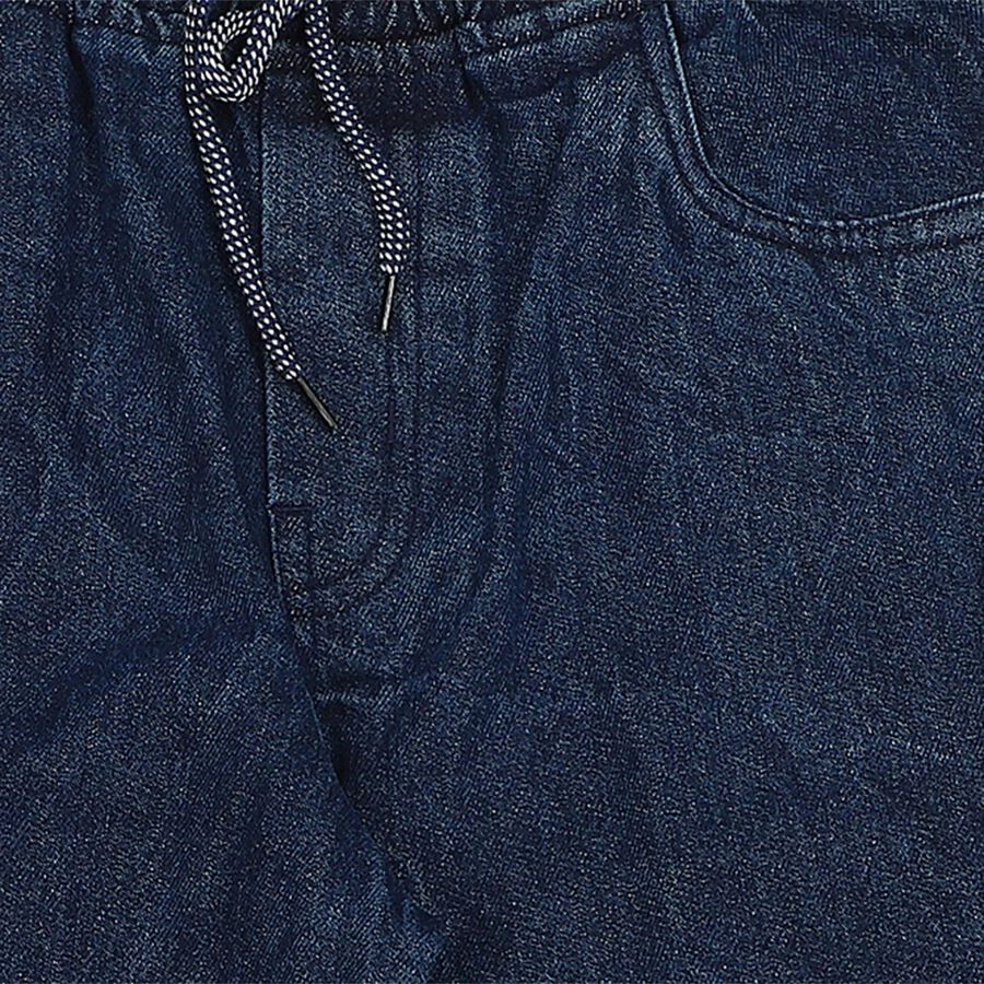 Boys' Navy Blue Straight Fit Cargo Jeans, मध्यम नीला, large