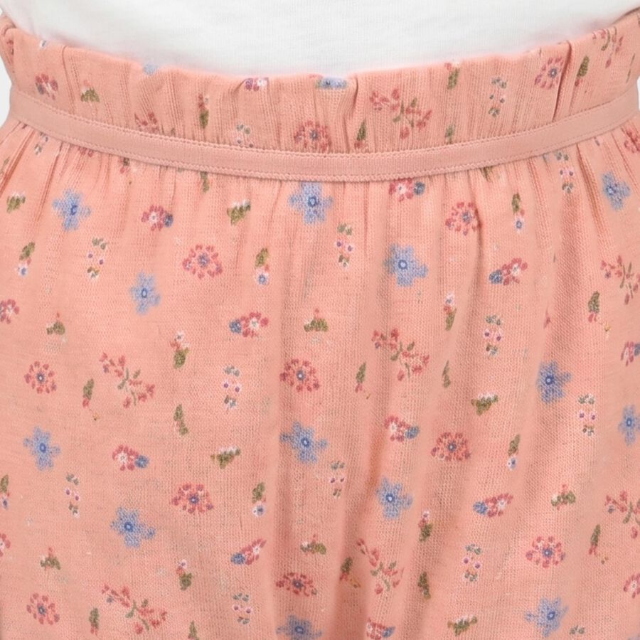 Girls Peach Regular Fit Floral Ruffled Bloomer, Peach, large