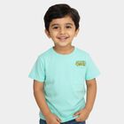 Boys Mint Green Cotton Crew Neck Casual T-Shirt, एक्वा, small image number null