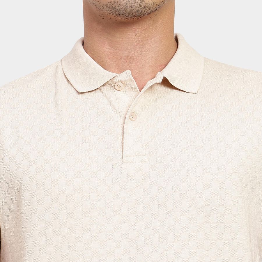 Men's Collared Half Sleeves T-Shirt, एक्रू मिश्रित, large image number null