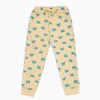 Girls' Beige Bow Print Cotton Blend Pyjama, ऑफ व्हाइट, small image number null