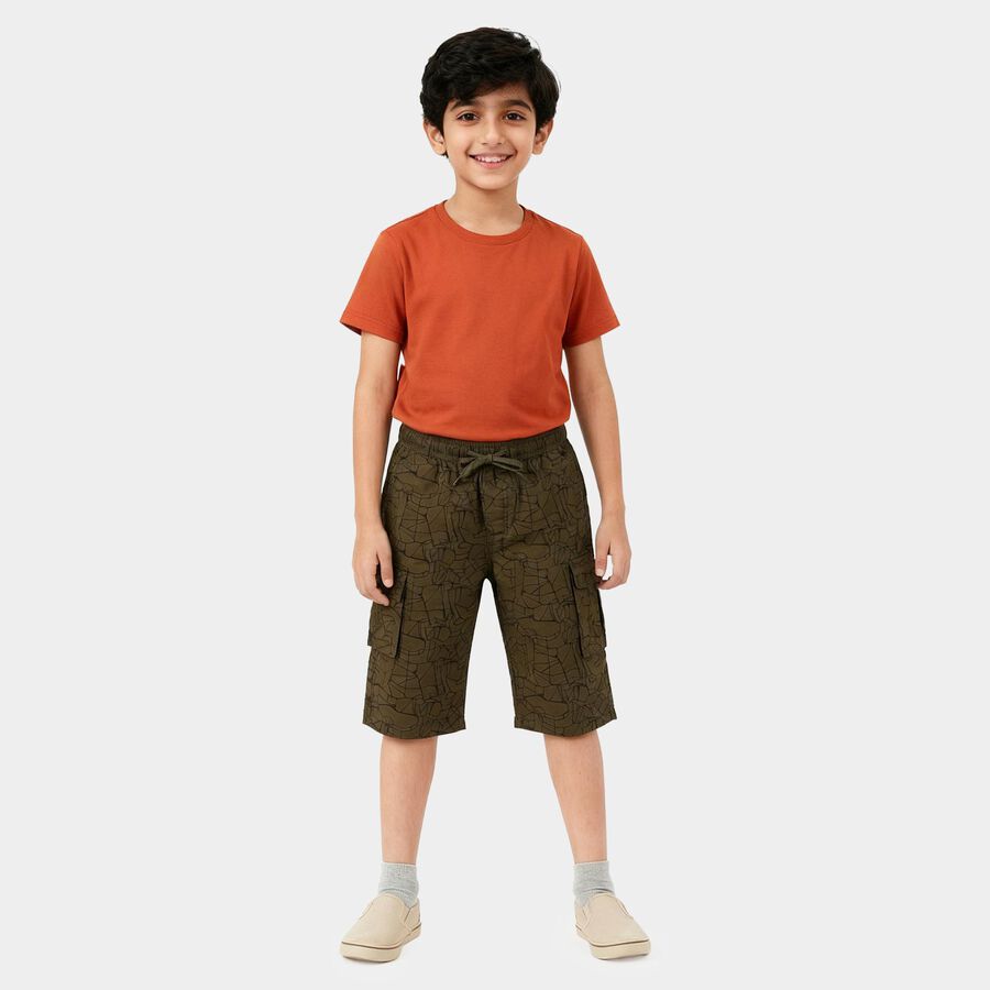 Boys' Olive Relaxed Fit Cotton Jamaican Shorts, Olive, large