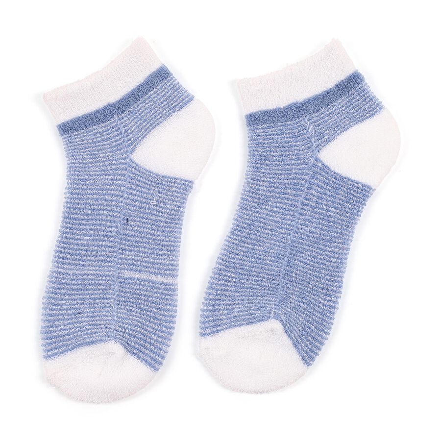 Women's Soft Blue and White Ankle-Length Socks, नेवी ब्लू, large
