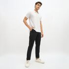 Men's Jet Black Slim Fit Cross Pocket Casual Trousers, Black, small image number null