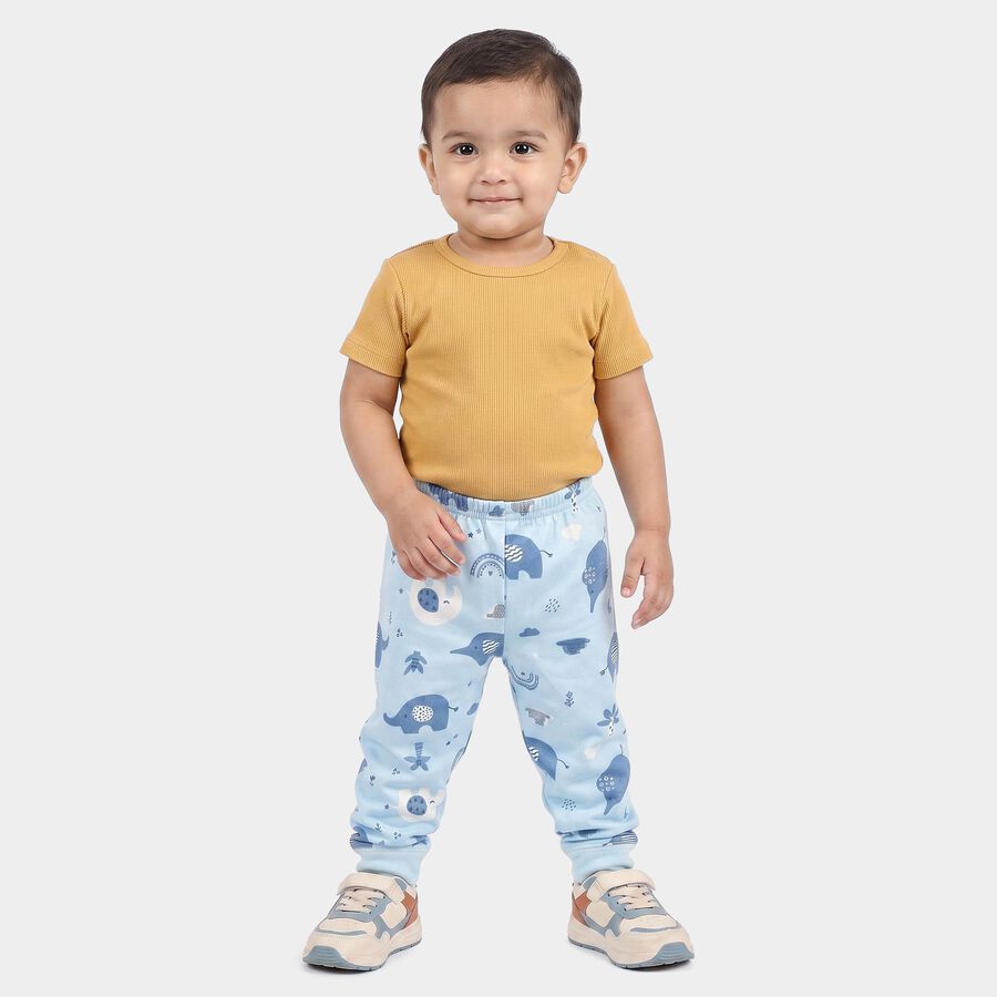 Infants' Light Blue Jogger Fit Elephant Printed Pyjama, हल्का नीला, large