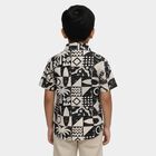 Boys' White Cotton Half Sleeve Classic Collar Casual Shirt, Charcoal, small