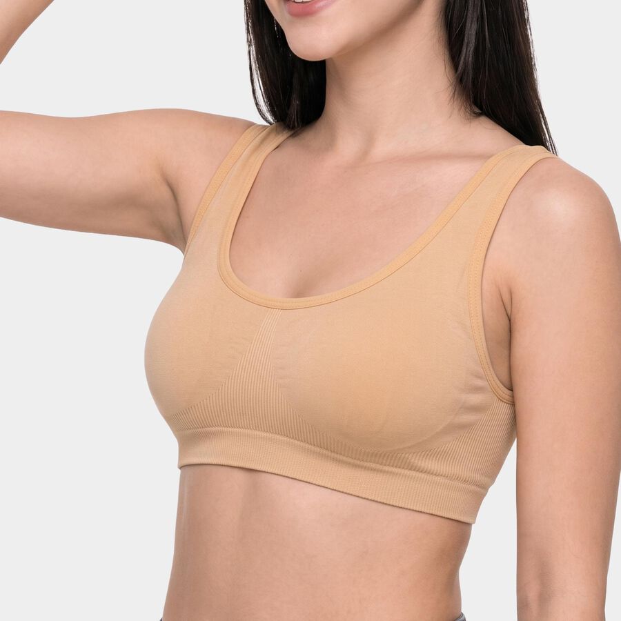 Women's Beige Scoop Neck Bralette Bra, Beige, large