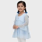 Girls Light Powder Blue Round Neck Romantic T-Shirt, Light Blue, small