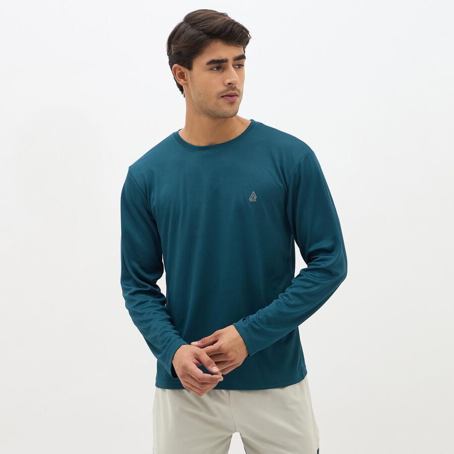 Men's Deep Teal Crew Neck Casual T-Shirt, टील ब्लू, large image number null