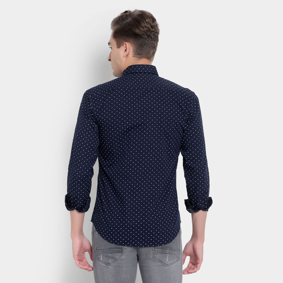Printed Cotton Formal Shirt, Navy Blue, large image number null