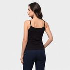 Women Black Cotton Scoop Neck Camisole Slips, काला, small