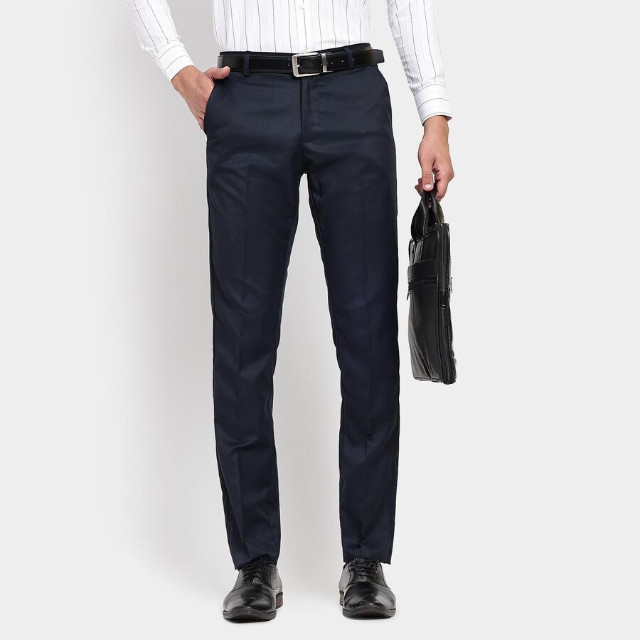 Men's Slim Fit Formal Trousers, नेवी ब्लू, large image number null