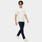 Men's White Round Neck Regular T-Shirt, White, small