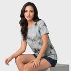 Women's Light Blue Cotton Round Neck Regular T-Shirt, नीला, small