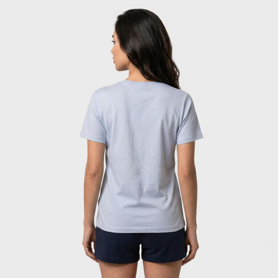 Women's Light Blue Round Neck Regular T-Shirt, Light Blue, large