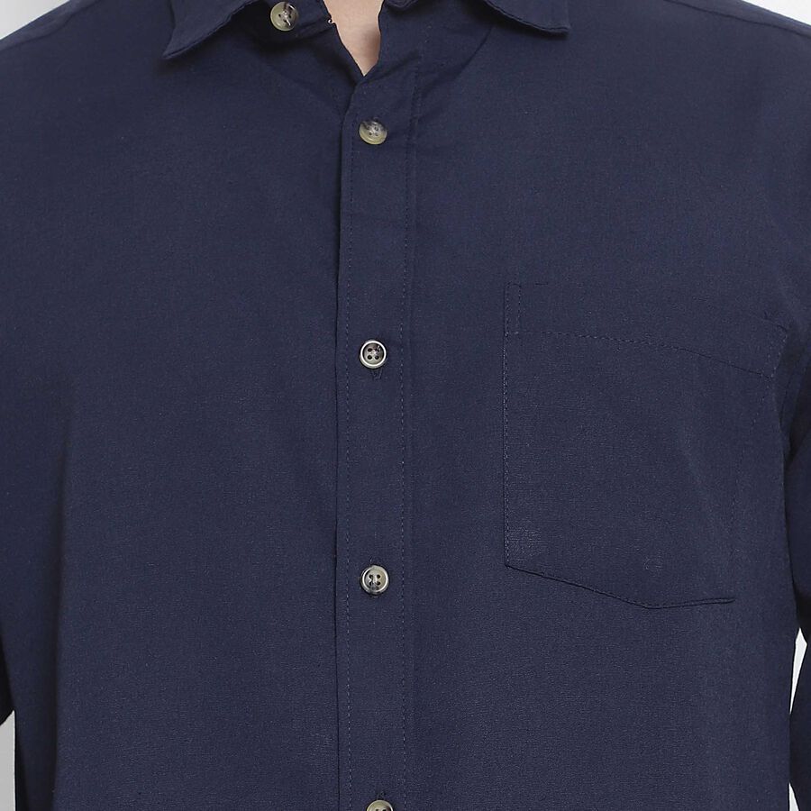 Solid Casual Shirt, Navy Blue, large image number null