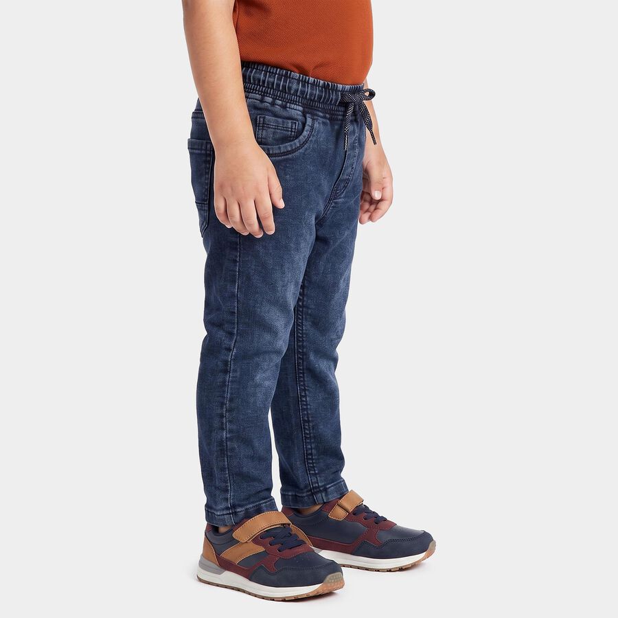 Boys Blue Straight Fit Washed Jeans, Mid Blue, large