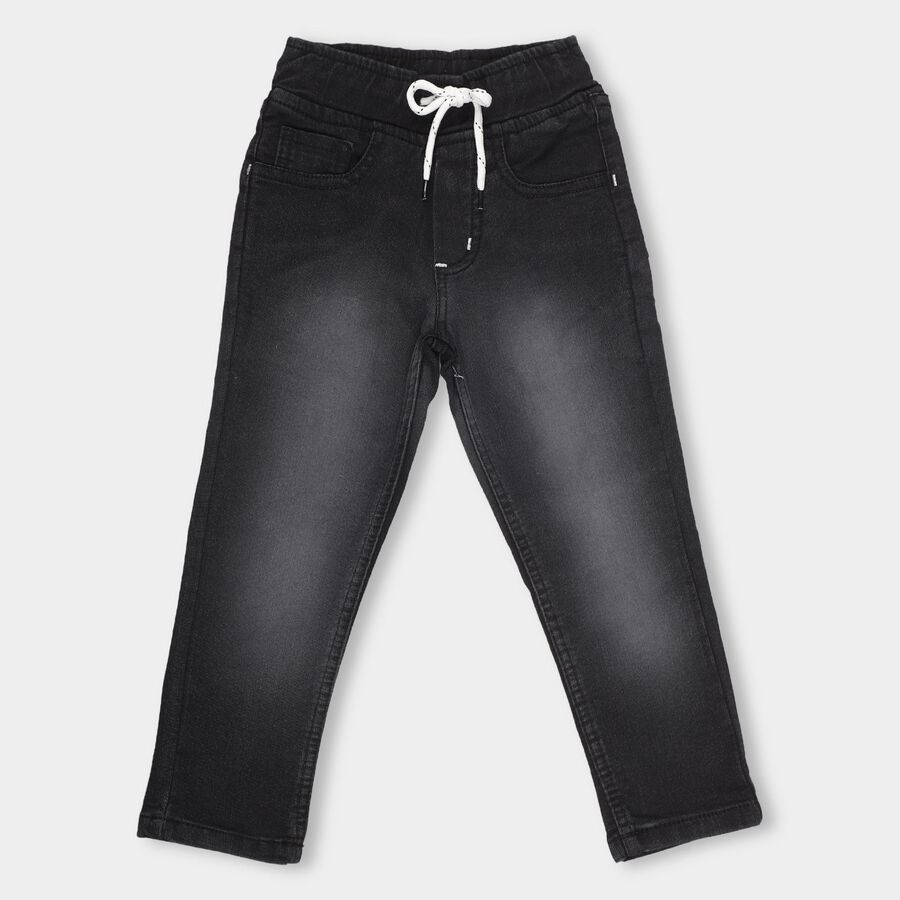 Boys Faded Black Regular Fit Elasticated Jeans, काला, large image number null