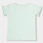 Girls' Light Mint Green Round Neck Casual T-Shirt, Light Green, small image number null