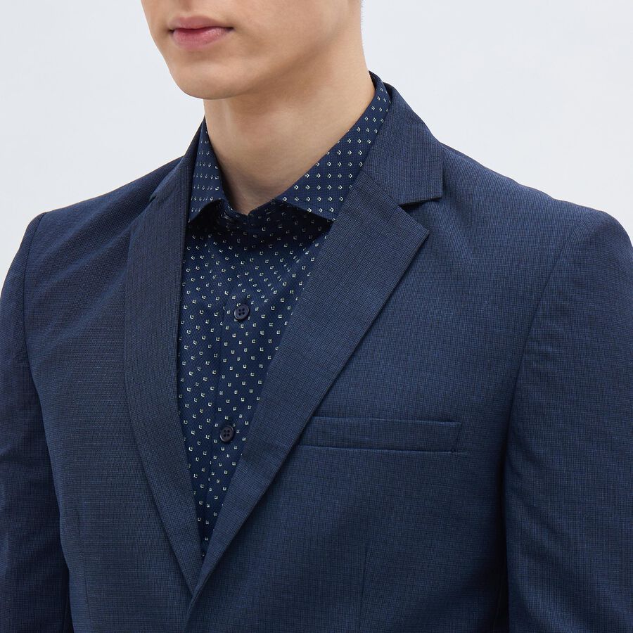 Men's Deep Midnight Navy Blue Slim Fit Single-Breasted Blazer, Navy Blue, large image number null